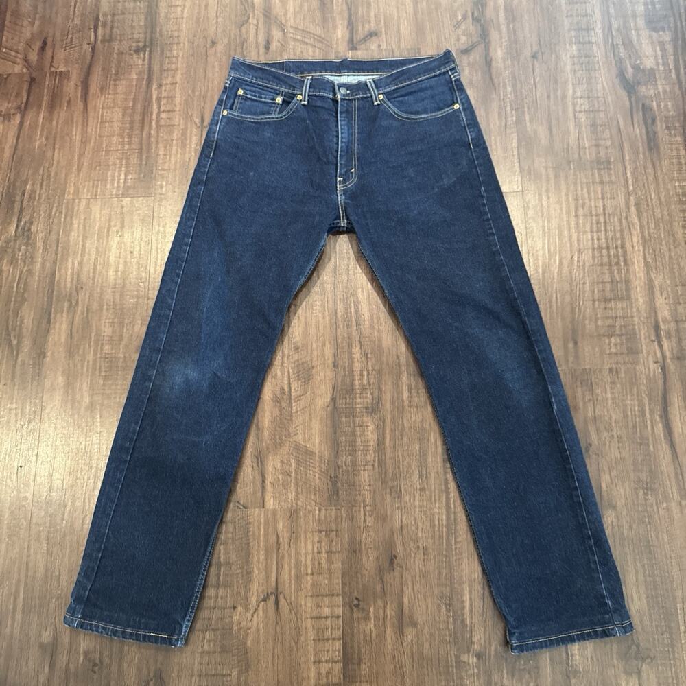 Levis 505 Jeans Mens 36X34 Blue Straight Leg Dark Wash Workwear Casual